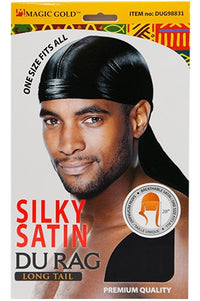 Thumbnail for MAGIC GOLD Silky Satin Durag Long Tail - Black, sareya Beauty Supply Store in Calgary Alberta Canada 