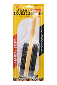 Thumbnail for A double-sided wave brush with one side featuring soft bristles and the other side featuring hard bristles, packaged in a clear plastic casing with a yellow and red label.