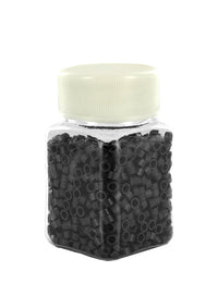 Thumbnail for Jar of black rubber bands with a white lid on a white background