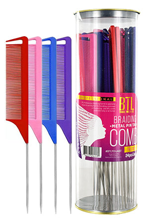 BTL Braiding Metal Pin Tail Comb (Color Ast)