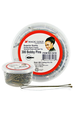 Magic Gold 100 Bobby Pins #3418 (Large) Gold