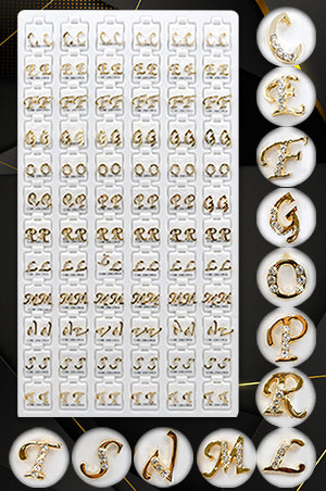 MAGIC BM COLLECTION STONE GOLD EARRING -ALPHABET ( Pair)