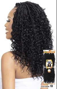 Thumbnail for Black synthetic hair extensions with packaging on a white background