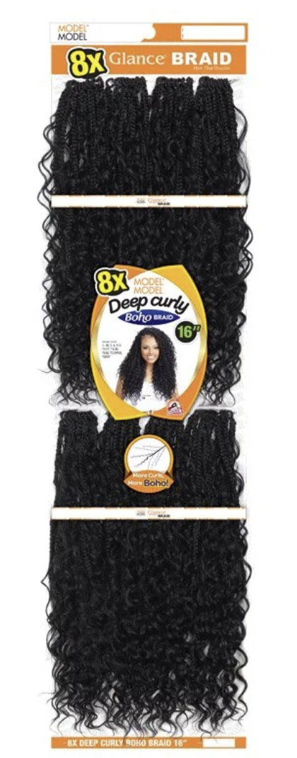 8x Glance Braid hair extensions with packaging on a white background