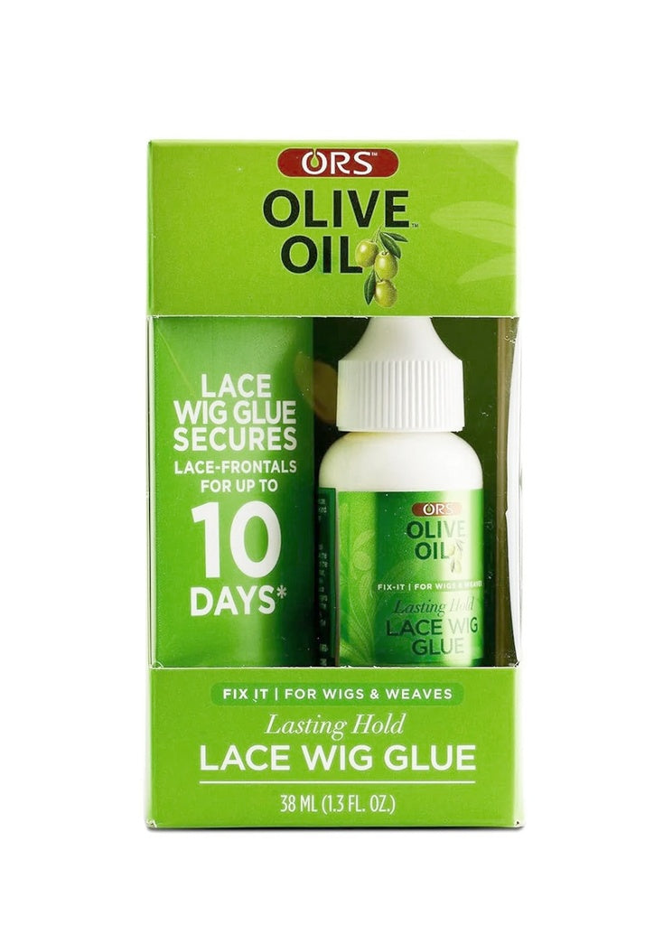 ORS Olive Oil lace wig glue packaging on a white background