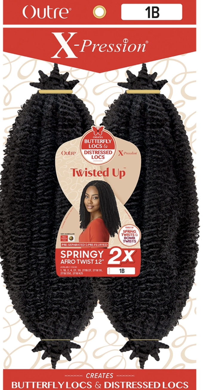 Outre X-Pression hair extensions packaging with a woman's face on the label.