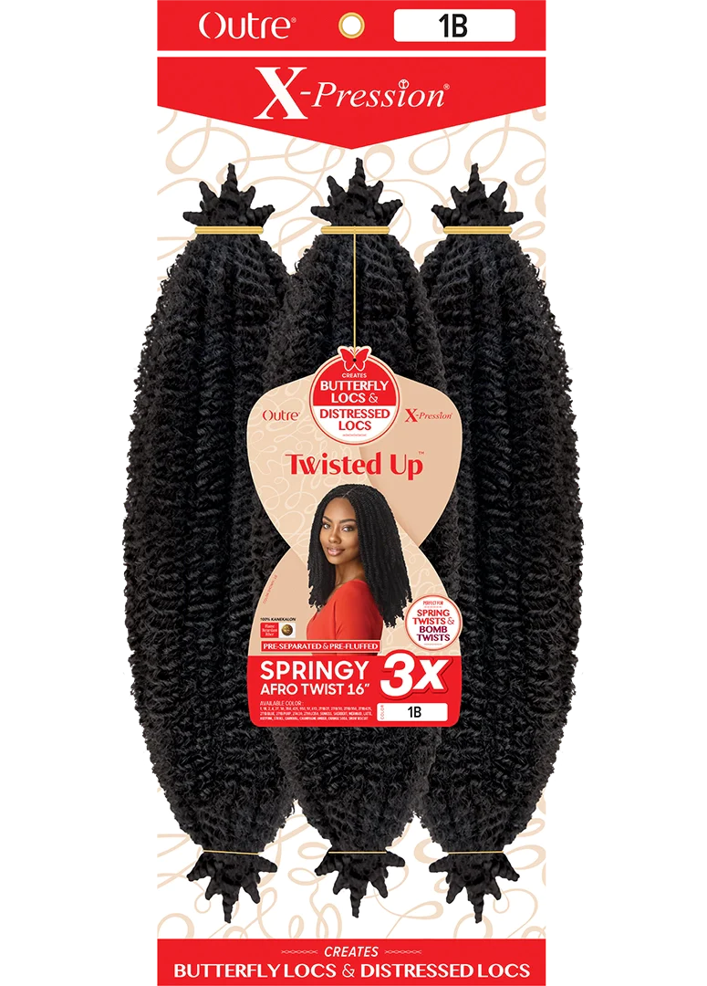 OUTRE 3X X-PRESSION TWISTED UP SPRINGY AFRO TWIST 24" Beauty-OUTRE X-Pression Twists, 3X Afro Twists 24 inch, Springy Twists Hair, Pre-Stretched Twists, Protective Hairstyle Twists, Synthetic Twisting Hair, Easy Install Twists, Long-Lasting Twists