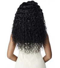 Thumbnail for Person with voluminous black curly hair on a white background