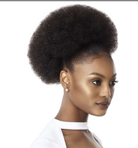Thumbnail for Woman with styled afro hair on a white background