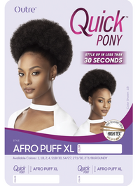 Thumbnail for Outre Quick Pony Afro Puff XL hair product packaging with a model and product image.