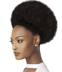 Thumbnail for Woman with styled afro hair on a white background
