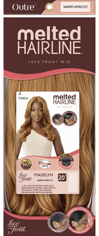 Thumbnail for Outre Melted Hairline lace front wig packaging with a model wearing the wig.