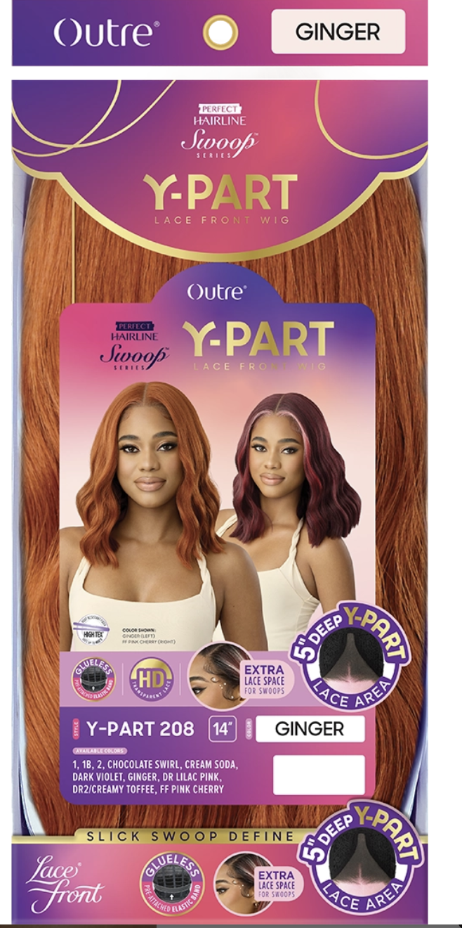 Outre Y-Part lace front hair package with ginger color on a white background