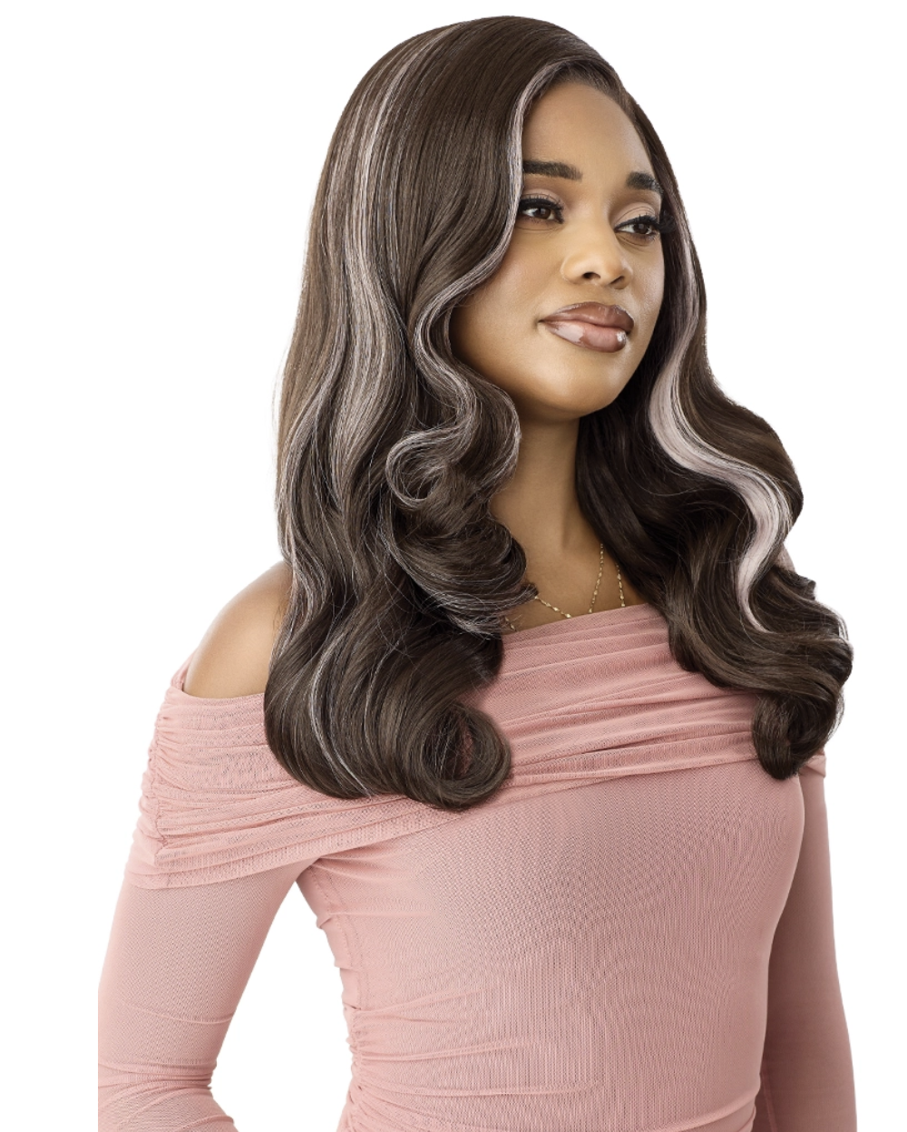 OUTRE Melted Hairline Lace Front Wig -MH 131 Woman with styled hair on a white background