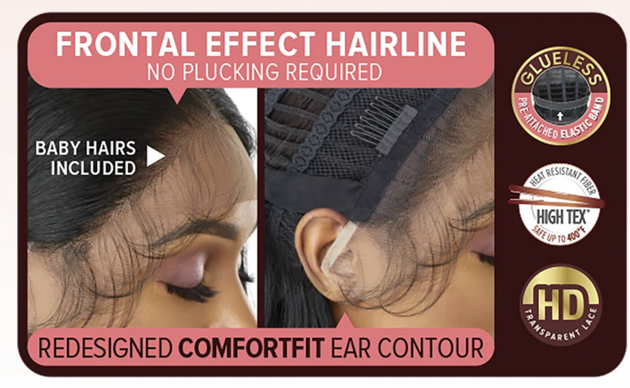 Hairline product packaging with text and images of hairline and ear.
