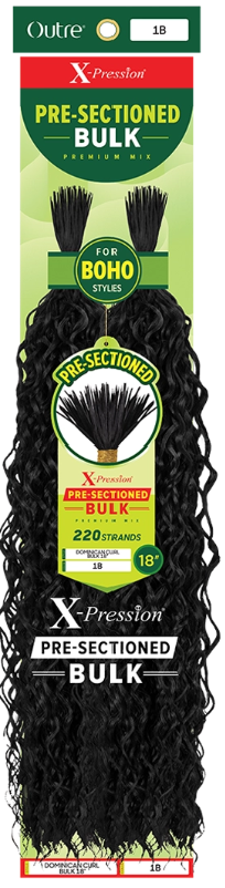 Outre X-Pression pre-sectioned bulk hair extensions packaging with black hair strands.