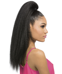 Thumbnail for Woman with long, straight black hair styled in a ponytail on a white background