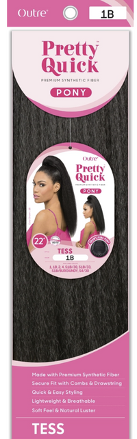 Thumbnail for Pretty Quick Pony hair extension packaging with a woman's face on the label.