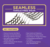 Thumbnail for Advertisement for tangle-free wear with text and hair strand illustration on a purple background