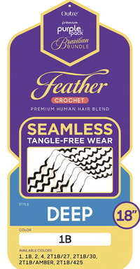 Thumbnail for Feather Crochet hair product packaging with purple and blue design