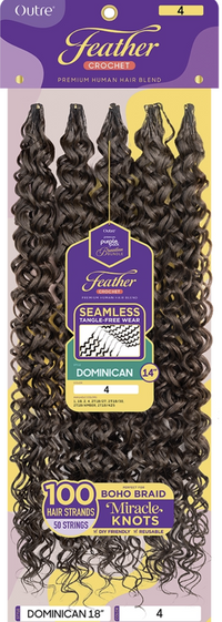 Thumbnail for Packaged hair extensions with purple and yellow label on a white background