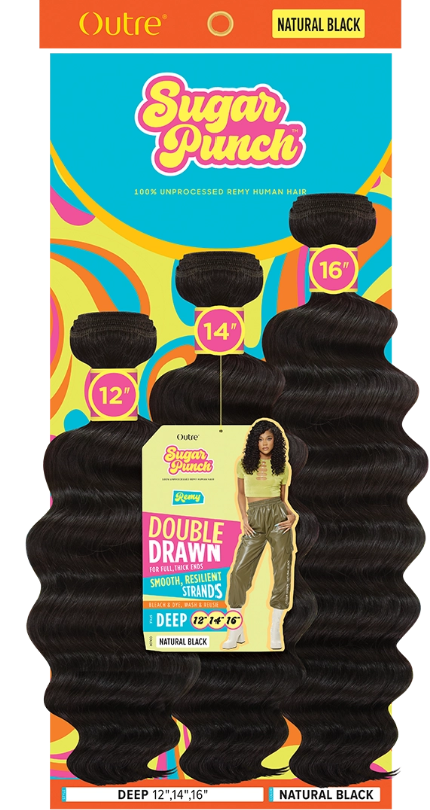 OUTRE Sugar Punch Unprocessed Human Hair Deep Curl 14"16"18"