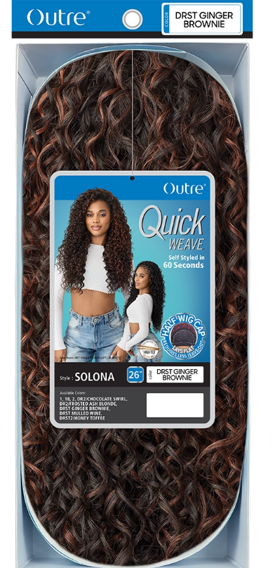 Outre Quick Weave hair product packaging with a model image on a white background