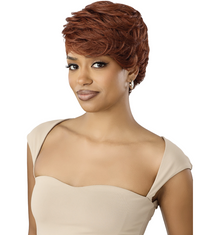 Thumbnail for Woman wearing a beige dress with a plain background