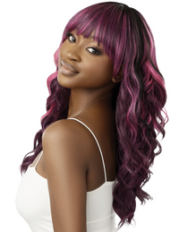 Thumbnail for Woman with long, wavy, purple hair on a white background