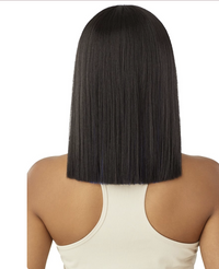 Thumbnail for Person wearing a black wig on a white background