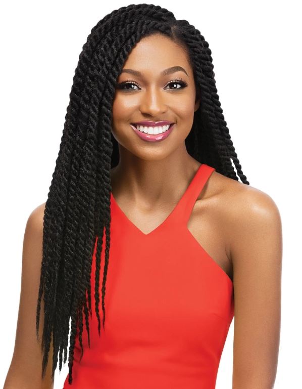 OUTRE X-Pression 2X Soft Reggae Braiding Hair 18" braided front view, Sareya Beauty supply store in calgary