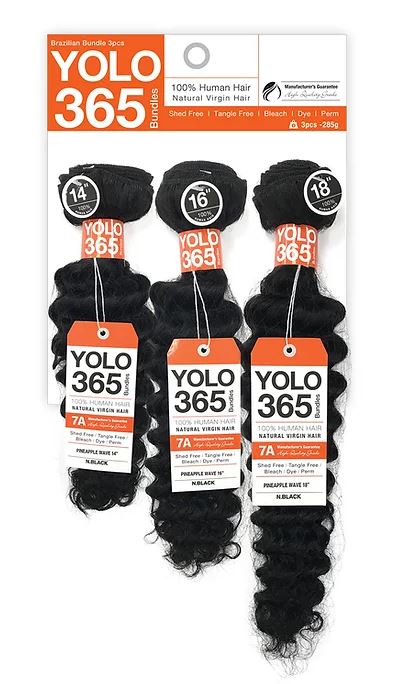 YOLO 365 BRAZILIAN BUNDLE 3PCS 16,18,20 PINEAPPLE WAVE-N.BLACK