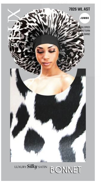 QFITT LUX Jumbo Luxury Silky Satin Bonnet - Pattern , Sareya Beauty Supply Store in Calgary Alberta Canada