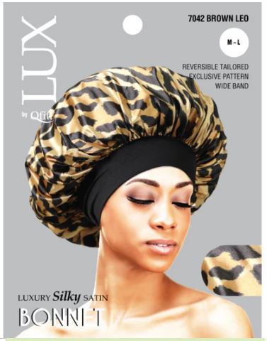 QFITT LUX bonnet, luxury silky bonnet, hair bonnet for sleeping, satin bonnet regular size, QFITT hair bonnet, protective sleep bonnet, frizz control bonnet, silky bonnet pattern