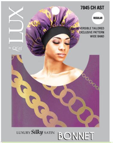 QFITT LUX bonnet, luxury silky bonnet, hair bonnet for sleeping, satin bonnet regular size, QFITT hair bonnet, protective sleep bonnet, frizz control bonnet, silky bonnet pattern