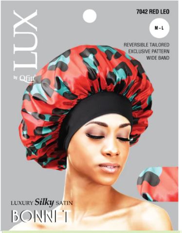 QFITT LUX bonnet, luxury silky bonnet, hair bonnet for sleeping, satin bonnet regular size, QFITT hair bonnet, protective sleep bonnet, frizz control bonnet, silky bonnet pattern