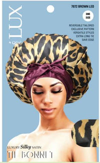 Thumbnail for QFITT LUX  Luxury Silky Satin Tie Bonnet - PATTERN, Sareya Beauty Supply Store near me