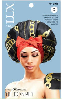 Thumbnail for QFITT LUX  Luxury Silky Satin Tie Bonnet - PATTERN, Sareya Beauty Supply Store near me
