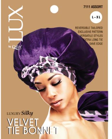QFITT LUX  Luxury Silky Velvet Tie Bonnet -X-Large