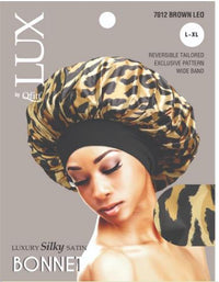 Thumbnail for QFITT LUX Silky Satin Bonnet X-Large Pattern  brown Leo