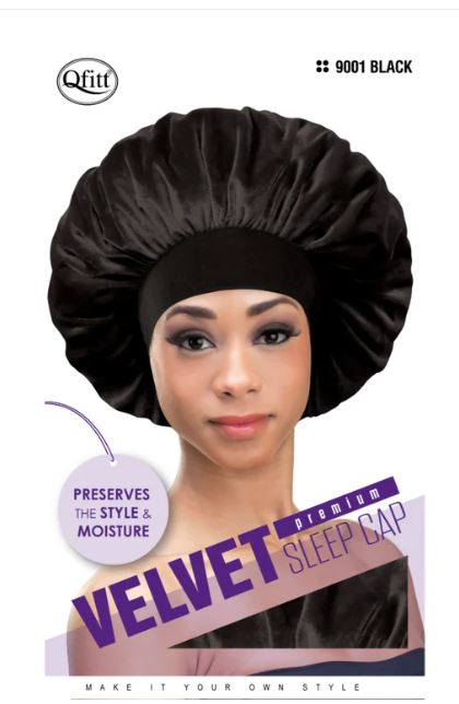 QFITT Velvet Sleep Cap Black, Sareya Beauty Store, Hair Accessories