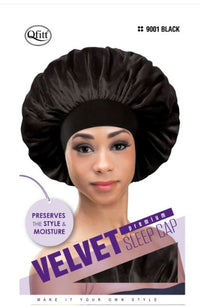 Thumbnail for QFITT Velvet Sleep Cap Black, Sareya Beauty Store, Hair Accessories