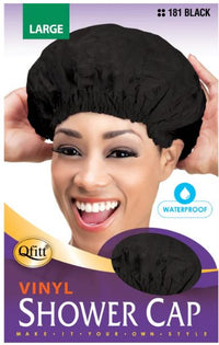 Thumbnail for QFITT Vinyl Shower Cap -LARGE, Sareya Beauty Supply Store In calgary Alberta Canada