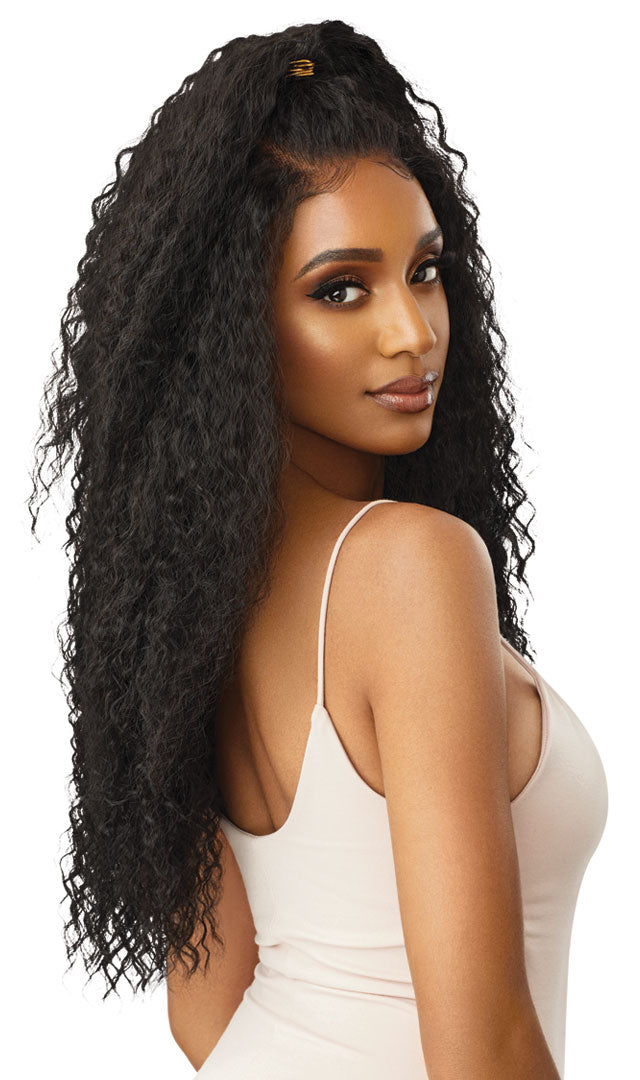 OUTRE  LACEFRONT WIG PERFECT HAIRLINE YVETTE, SIDE VIEW UPDO