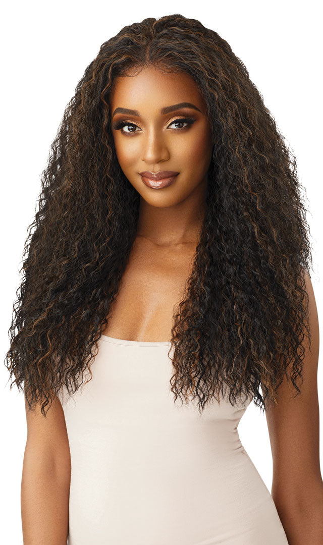 OUTRE  LACEFRONT WIG PERFECT HAIRLINE YVETTE, FRONT VIEW BROWN