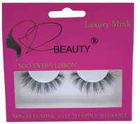 Thumbnail for Luxury Mink Beauty false eyelashes packaging with pink background and brand logo.