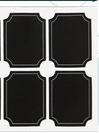 Thumbnail for Four black decorative label stickers with white border lines, arranged in a 2x2 grid on a white backing sheet.