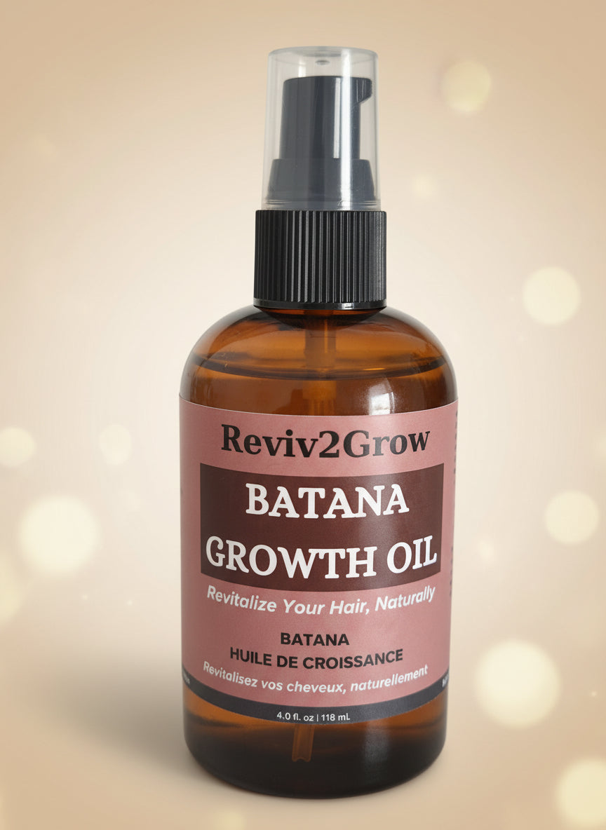Reviv2Grow Batana Growth Oil bottle on a white background