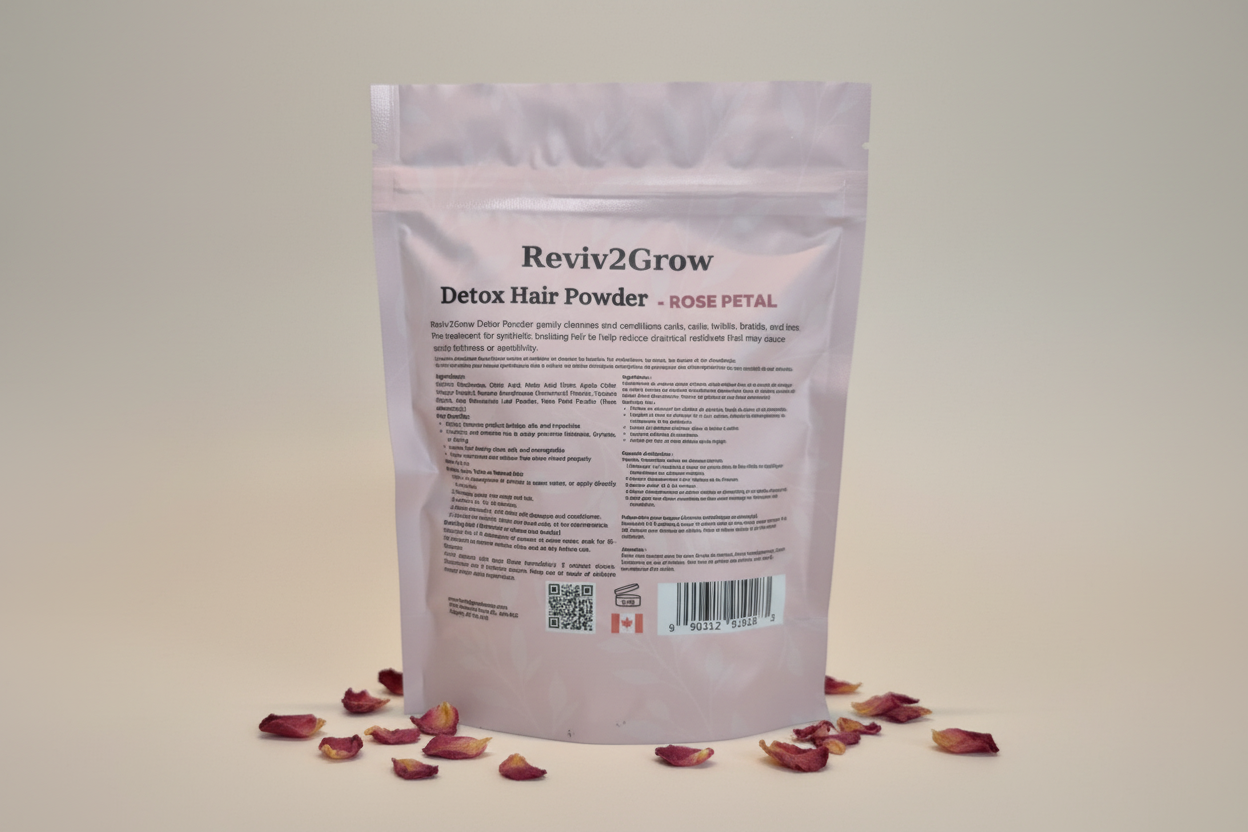 Reviv2Grow Detox Hair Powder for Braids, Locs, Twist & Natural Hair with Rose Petal 