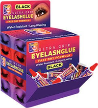 Thumbnail for Display box of Ultra Grip Eyelash Glue with multiple small bottles inside.